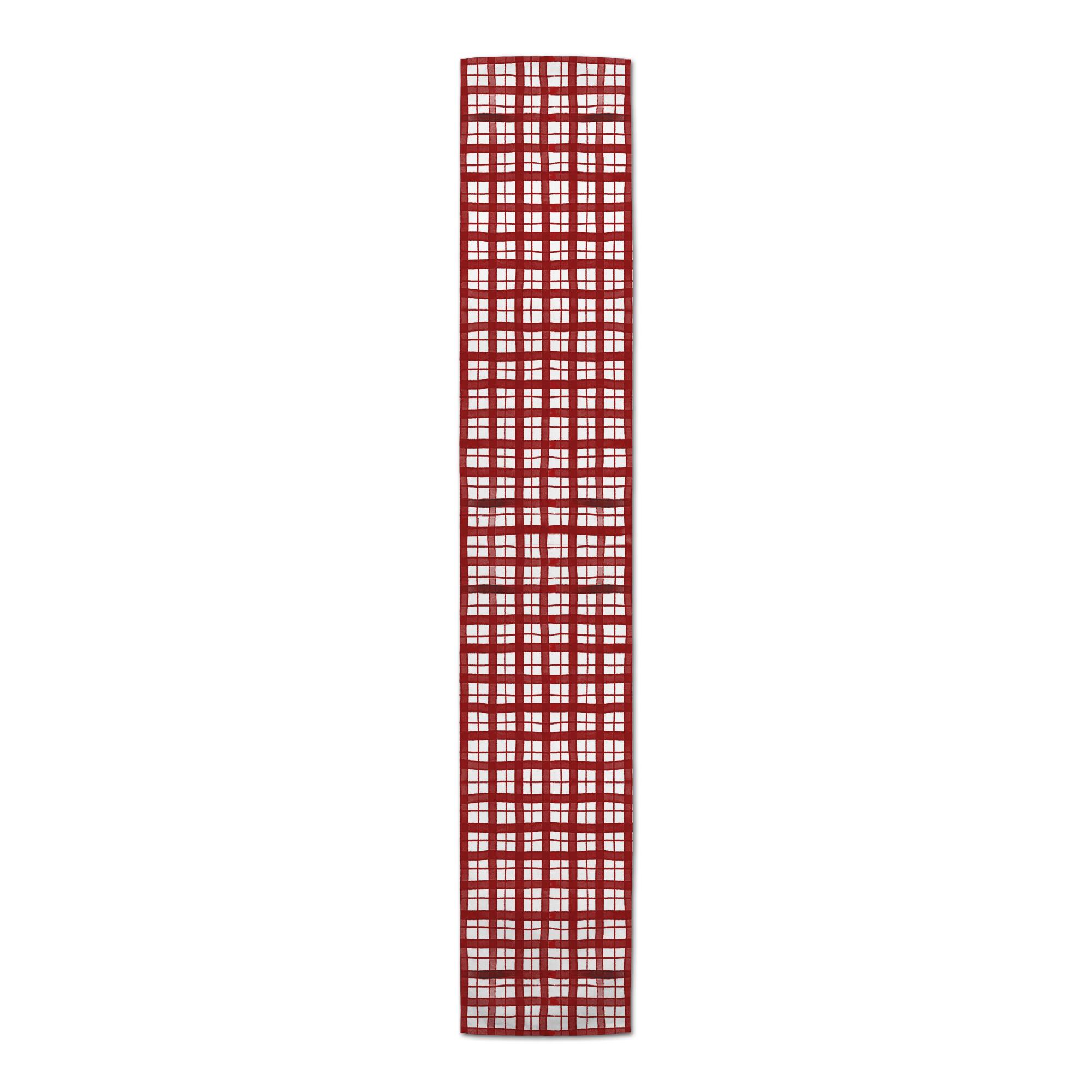 90" Red & White Plaid Poly Twill Runner